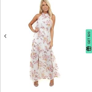 Ivory floral print maxi dress